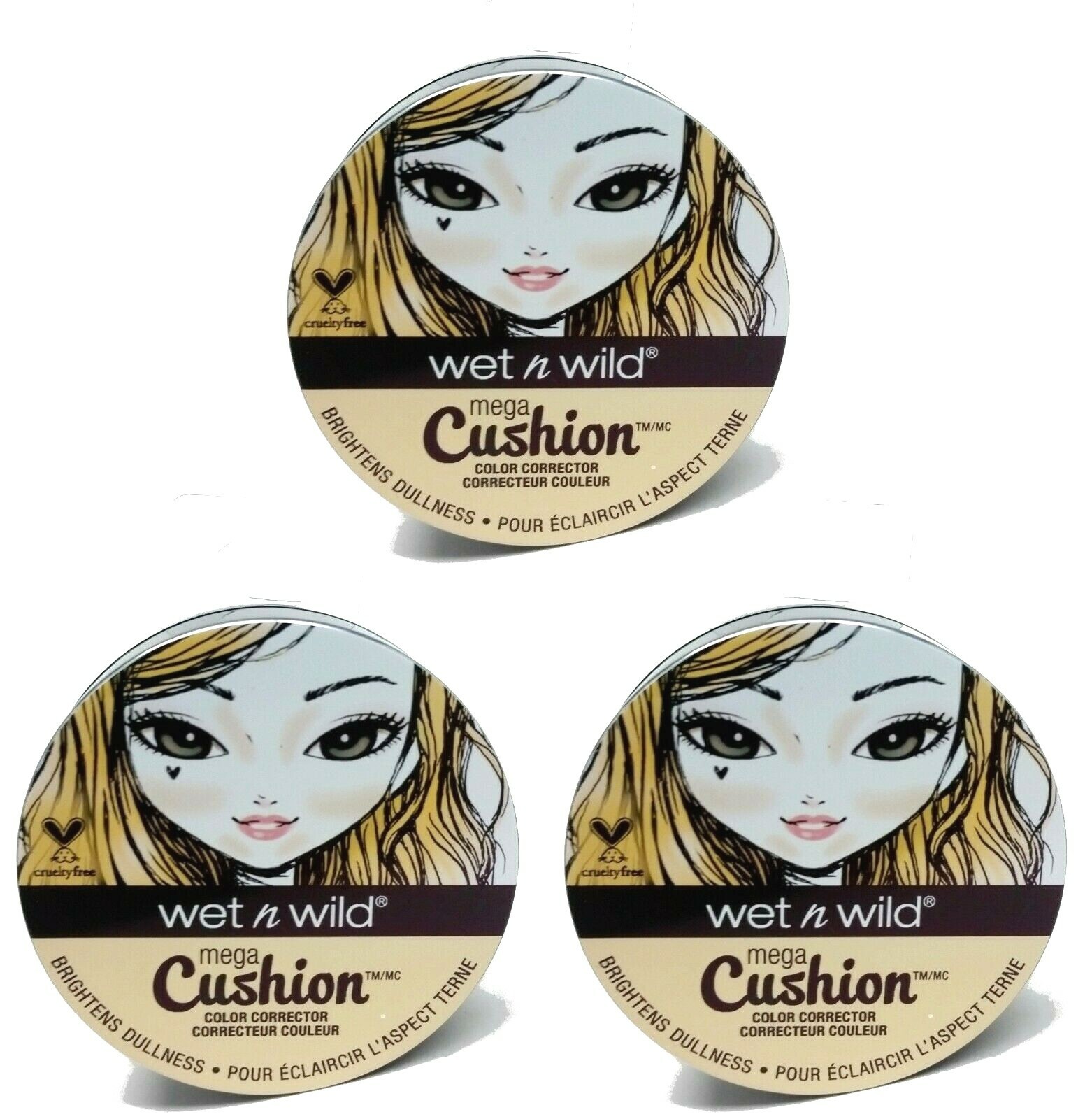 ( LOT 3 ) WET N WILD MEGA CUSHION COLOR CORRECTOR #765B YELLOW-BRIGHTENS... - $22.76