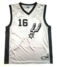 San Antonio Spurs NBA Men Pau Gasol V-Neck Mesh Jersey #16 Gray / Black SZ M, L - £35.39 GBP