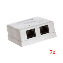 2Pcs 2-Port (Dual Port) Cat6 Rj45 Ethernet Surface Mount Box W/ Keystone Jack - £27.17 GBP