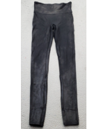 Spanx Leggings Women&#39;s Small Black Faux Leather Elastic Waist Low Rise P... - $31.50