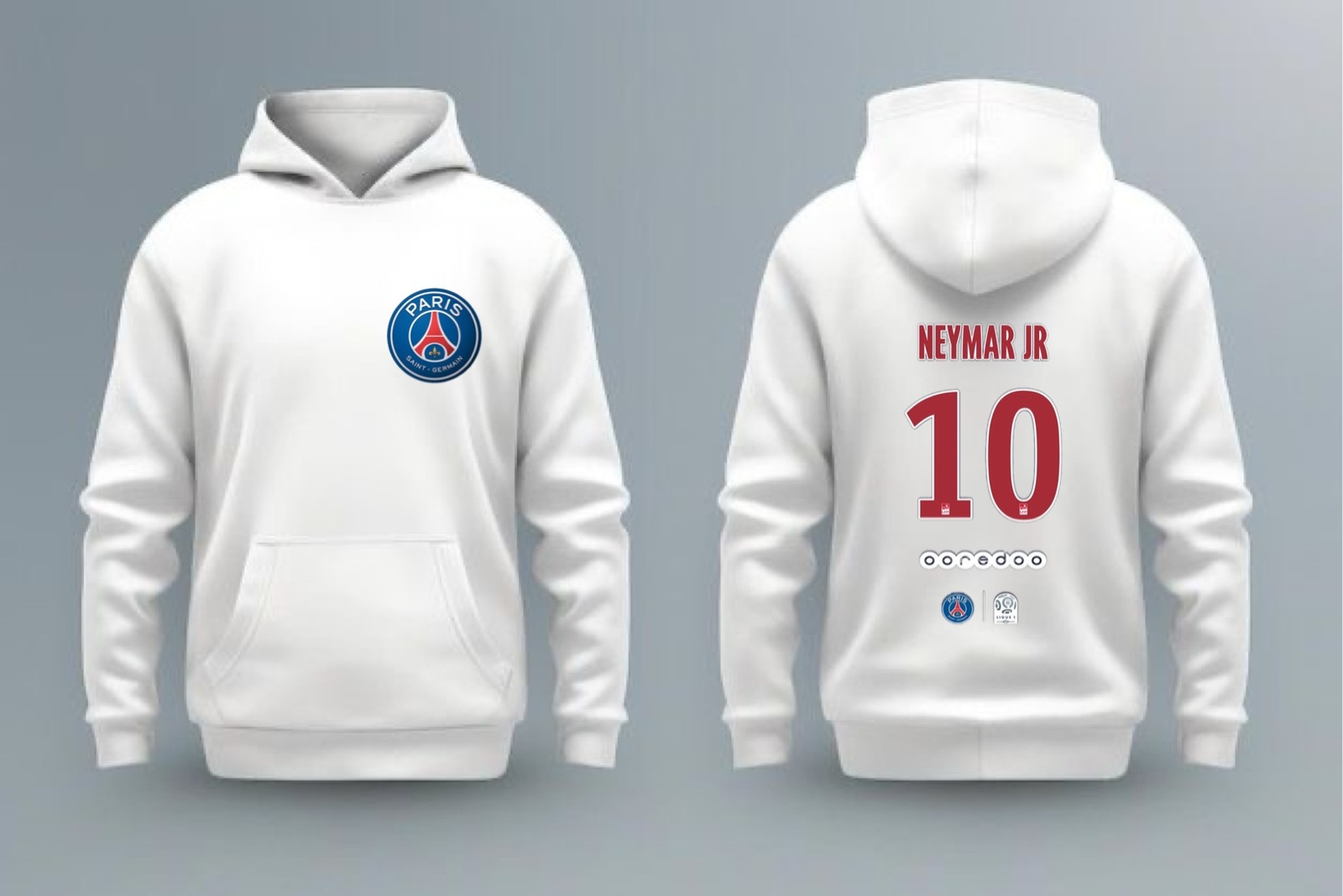 NEYMAR PSG WHITE UNISEX HOODIE //FREE SHIPPING