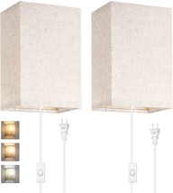 Plug In Wall Sconce Light Fixture Modern Farmhouse Led Dimmable Bedroom Mount 2 - £47.56 GBP