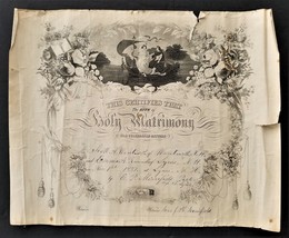 1881 Antique Wedding Certification Lyme Nh Scott Wentworth Emma Runnels - £54.43 GBP