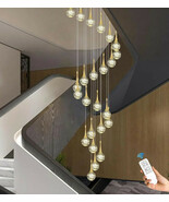Flashing God Foyer Crystal Bubble Light Fixture Chandelier Gold High Ceiling - $249.89