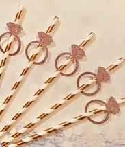 Rose Gold Ring Straws, Rose gold ring, Rose Gold Wedding, Wedding Straws - $8.90