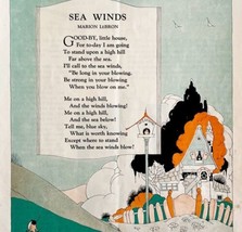 1929 Sea Winds Poem Art Print Ilona de Kerekjarto Ephemera Coastal Cottage - £23.42 GBP