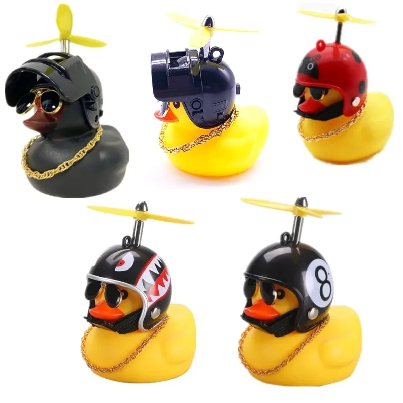Car Broken Wind Small Yellow Duck With Helmet Airscrew Bicycle Moto With Straps - £7.23 GBP