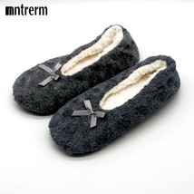 Warm winter women indoor slippers bedroom house soft bottom flats christmas gift sewing thumb200