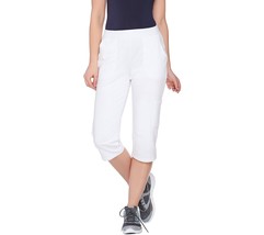 Denim &amp; Co. Active French Terry Cargo Capri Pants White, Small - £19.57 GBP
