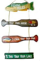 Nautical Fishing Rules Wood Hand Made Sign Tiki BAR Decor - £22.20 GBP