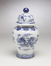 Zeckos AA Importing 59827 14 Inch Blue And White Ginger Jar With Lid - £95.83 GBP