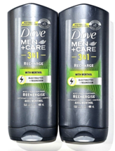 2 Pack Dove Men Care 3 In 1 Recharge With Menthol Body Face Hair Wash 13.5oz - £23.94 GBP
