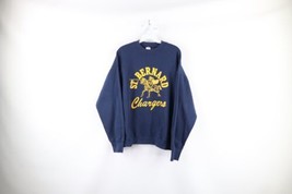 Vintage 90s Streetwear Mens Large Faded Spell Out St Bernard Sweatshirt Blue - £31.07 GBP