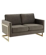 LeisureMod Dark Grey Modern Mid-Century Upholstered Velvet Loveseat with... - $23,590.95 MXN