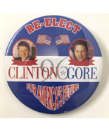 Re-Elect Bill Clinton Al Gore for America&#39;s Future 1996 Campaign Button ... - £8.65 GBP