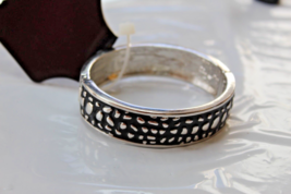 Silver Tone Metal W Black Enamel Magnetic Lock Bracelet NEW - £13.50 GBP