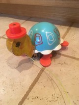 Vintage Fisher Price Tippy Toe Turtle #773 PULL TOY 1962 WORKING BELL - $22.75