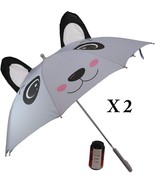 Pack of 2 Children Kids Animated 3D Pop Up Grey Panda Bear Umbrella 33&quot;D... - $39.64 CAD