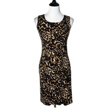 Calvin Klein Womens Animal Print Dress Fitted Sheath Black Brown Size 6 - £23.29 GBP