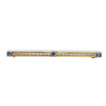 14k Gold Genuine Montana Sapphire Bar Pin w/Gillouche Engraving (#J6877) - £299.71 GBP