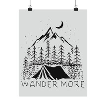 Minimalist Black &amp; White &quot;Wander More&quot; Vertical Poster for Adventurers a... - $14.42+