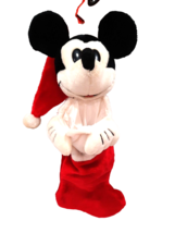 Vintage Disney 3D Plush MICKEY MOUSE Santa Hat Christmas Stocking READ- ... - $8.60