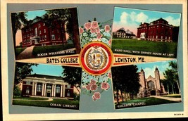 Vintage linen Postcard Bates College Lewiston ME 4 Views -bk40 - £5.52 GBP