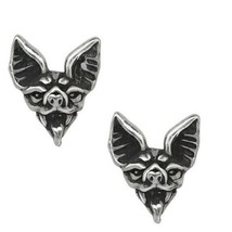 Alchemy Gothic Cauchemar Studs Bat Head Earrings Pair Surg Steel Posts E... - $18.45