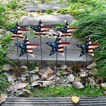 6set 4th of July Metal Barn Star Yard Sign Outdoor Lawn Decor, Patriotic... - £14.97 GBP