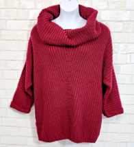 Umgee Maroon Burgundy Cowl Neck Chunky Knit Sweater Pullover Womens 2XL Boho - £14.77 GBP