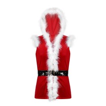 Men&#39;s Velvet Sleeveless   Trimming Hooded Coat Jacket Christmas Santa Claus Cosp - £81.00 GBP