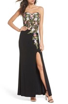 Blondie Nites Embroidered Strapless Gown US Sz 4 Black - £79.37 GBP