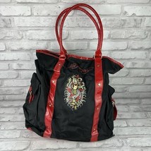 Ed Hardy Nylon Red and Black Mermaid Shoulder Tote Bag Purse - $425.27 MXN
