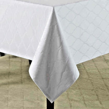 Wamsutta Tablecloth White Milano 70&quot; Round Ogee Pattern 100% Cotton Wedding - £40.65 GBP