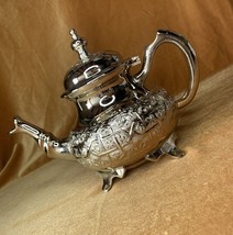 100% Pure Moroccan Handmade Teapot, Stainless Steel In Chrome - £59.50 GBP