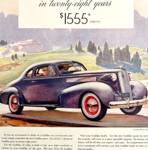 Cadillac Series 60 Sedan 1937 Advertisement Luxury Automobilia Lithograph HM1C - $39.99