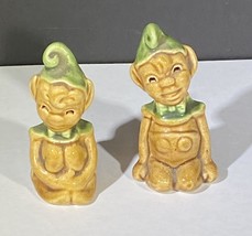 2” Pair Of Elves Or Pixies In Green And Yellow Adorable - £13.97 GBP