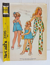 MCCALL’S Vtg Sewing Pattern 3196 Girls Swimwear Size 12 Retro Swimsuit Top Pants - £15.56 GBP