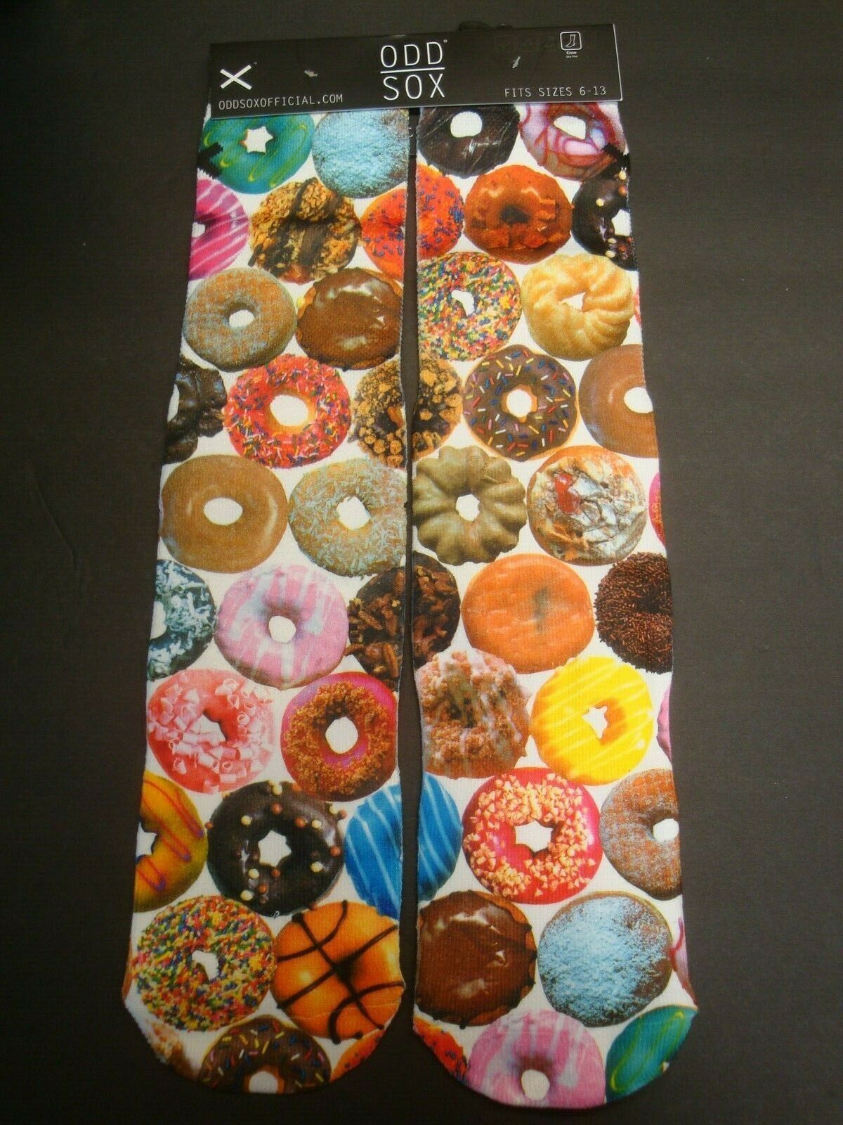 New Odd Sox Men's Poly Blend Crew Socks All Over Donuts Multi One Size 6-13 - $14.84