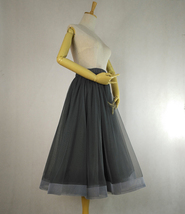 BLACK A-line Knee Length Tulle Skirt Women Custom Plus Size Flare Tulle Skirt image 7
