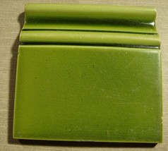 Art Nouveau original majolica bottom field bulnose tile OLIVE GREEN 6&#39;&#39; ... - £12.37 GBP