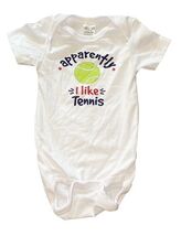 Newborn Baby One Piece 2 Pc Tennis Theme Daddy Doubles Partner Bodysuit image 2