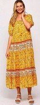 Gigio Small Sunny Border Floral Prints Mixed Maxi Dress Tassel Ties - $19.80