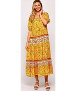 Gigio Small Sunny Border Floral Prints Mixed Maxi Dress Tassel Ties - $27.47 CAD