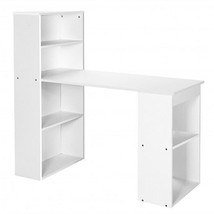 Computer Desk Writing Workstation Office with 6-Tier Storage Shelves-Whi... - $145.67