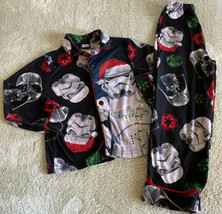 Star Wars Boys Black Darth Vader Storm Trooper Fleece Long Sleeve Pajamas 6 - $12.25