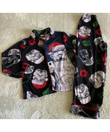 Star Wars Boys Black Darth Vader Storm Trooper Fleece Long Sleeve Pajamas 6 - £9.67 GBP