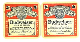 Vintage Budweiser Beer Coasters This Bud&#39;s For You Set Of 2 USA - £6.40 GBP