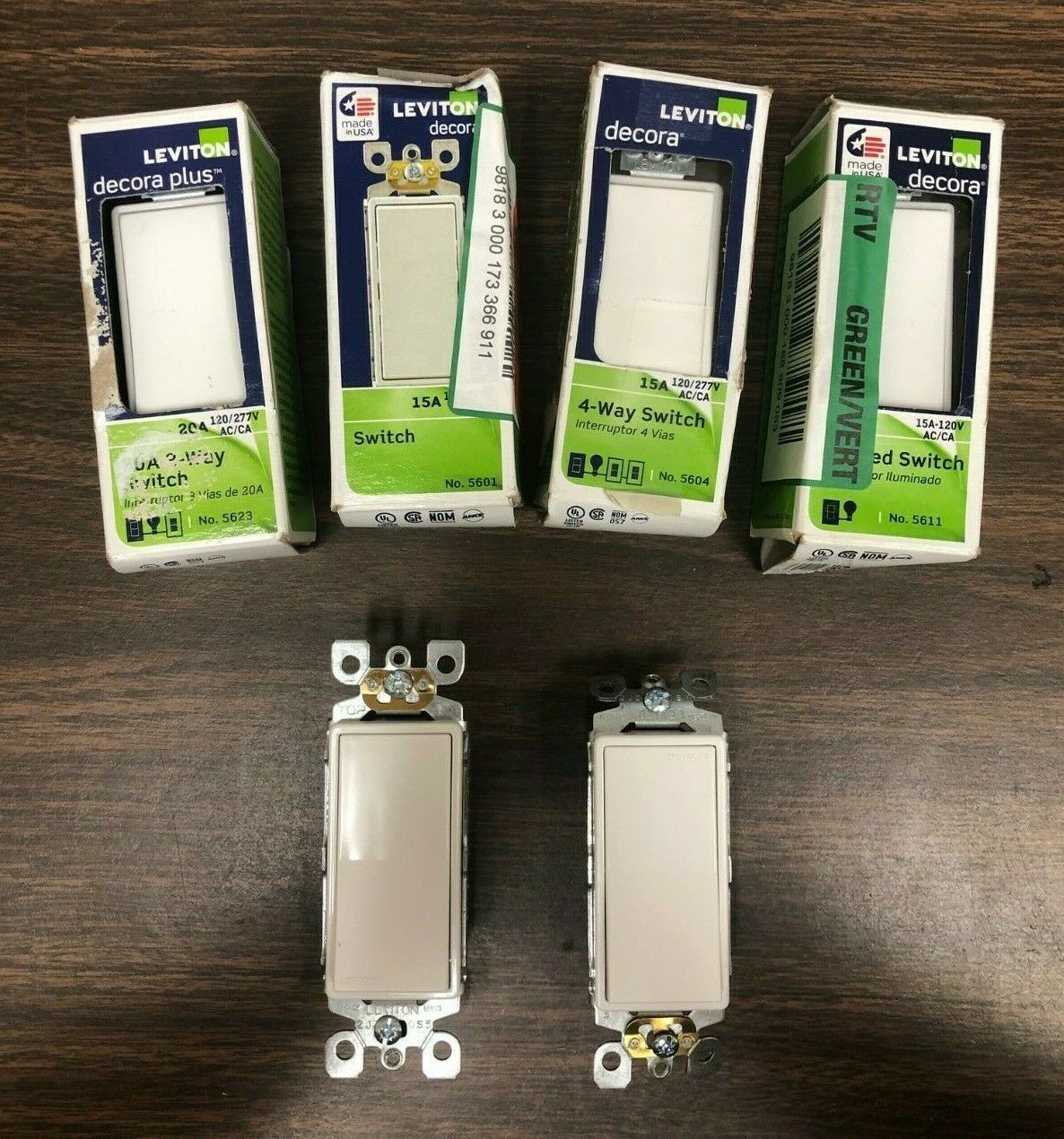 AS IS - Electricians Leviton Rocker Switches, Variety, White, Qty 6 - $7.91