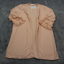 Calvin Klein Sweater Womens M Peach Ruffled Cuff Casual Long Knitted Cardigan - £20.48 GBP